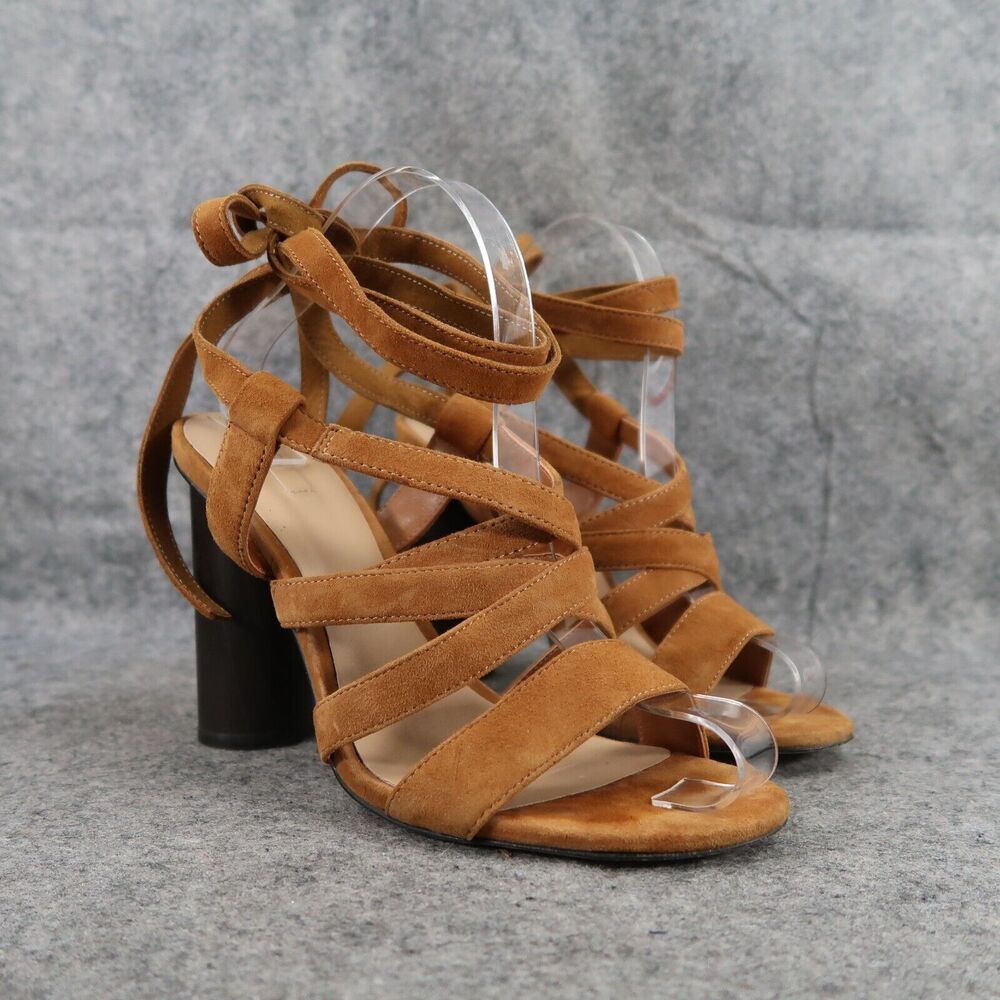 Aldo Shoes Womens 8 Sandal Fashion Strappy Round Heel Leather Brown Exerila Pump